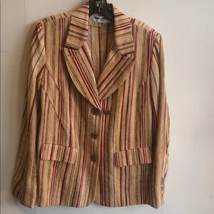 Sonia Rykiel Paris Beige and Red Striped Blazer